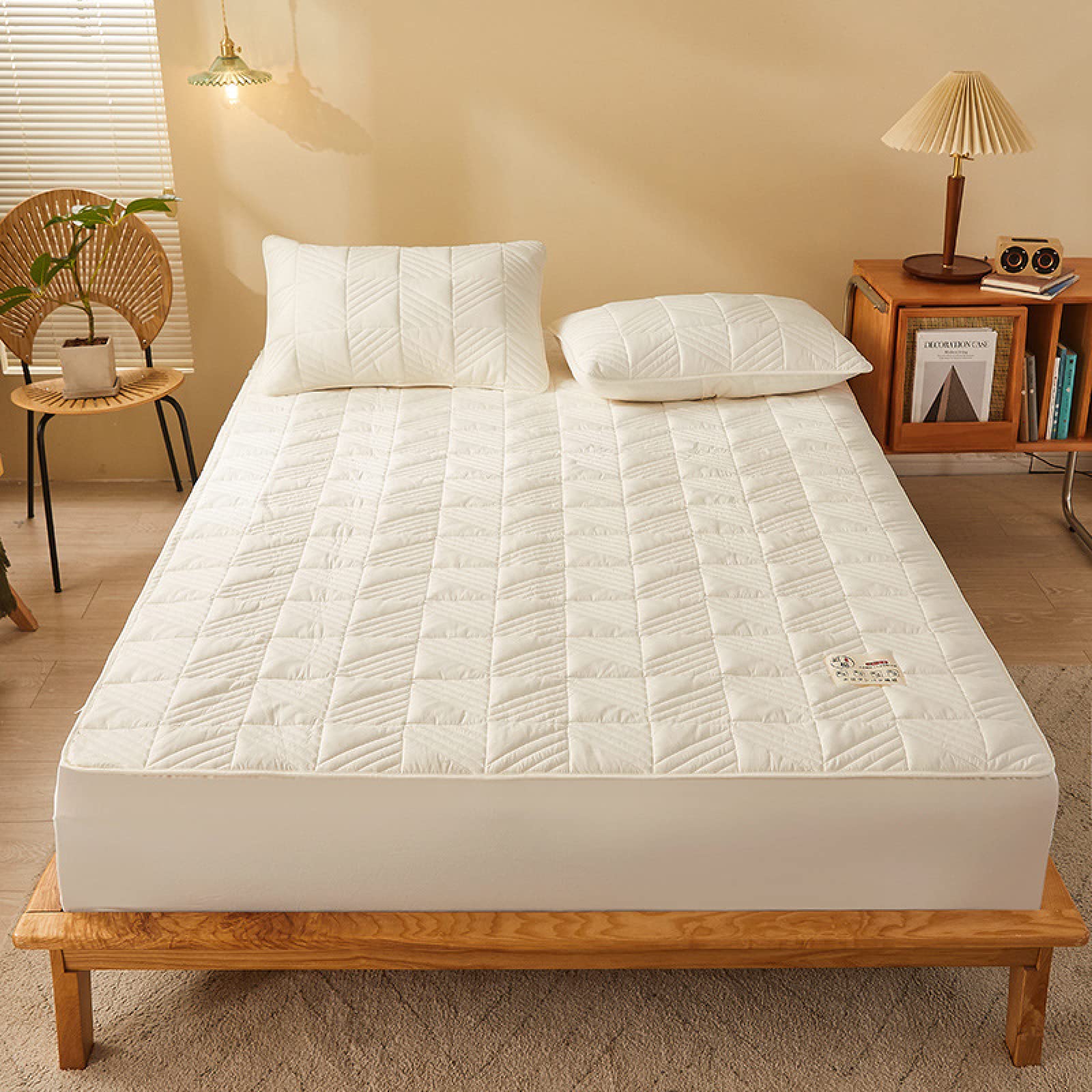 JIANINGHOME Quilted Mattress 180x220,Quilted Double Mattress Protector -Three-layer process - Fitted Bed Cover Mattress Cover Quality Mattress Protector โ image 1