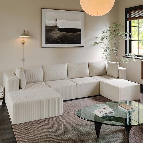 Miniatura 22 de Sofá Cloud de 105 pulgadas con diván en forma de L, juego de sofá modular con asiento profundo, sofás tapizados sin hueso para sala de estar