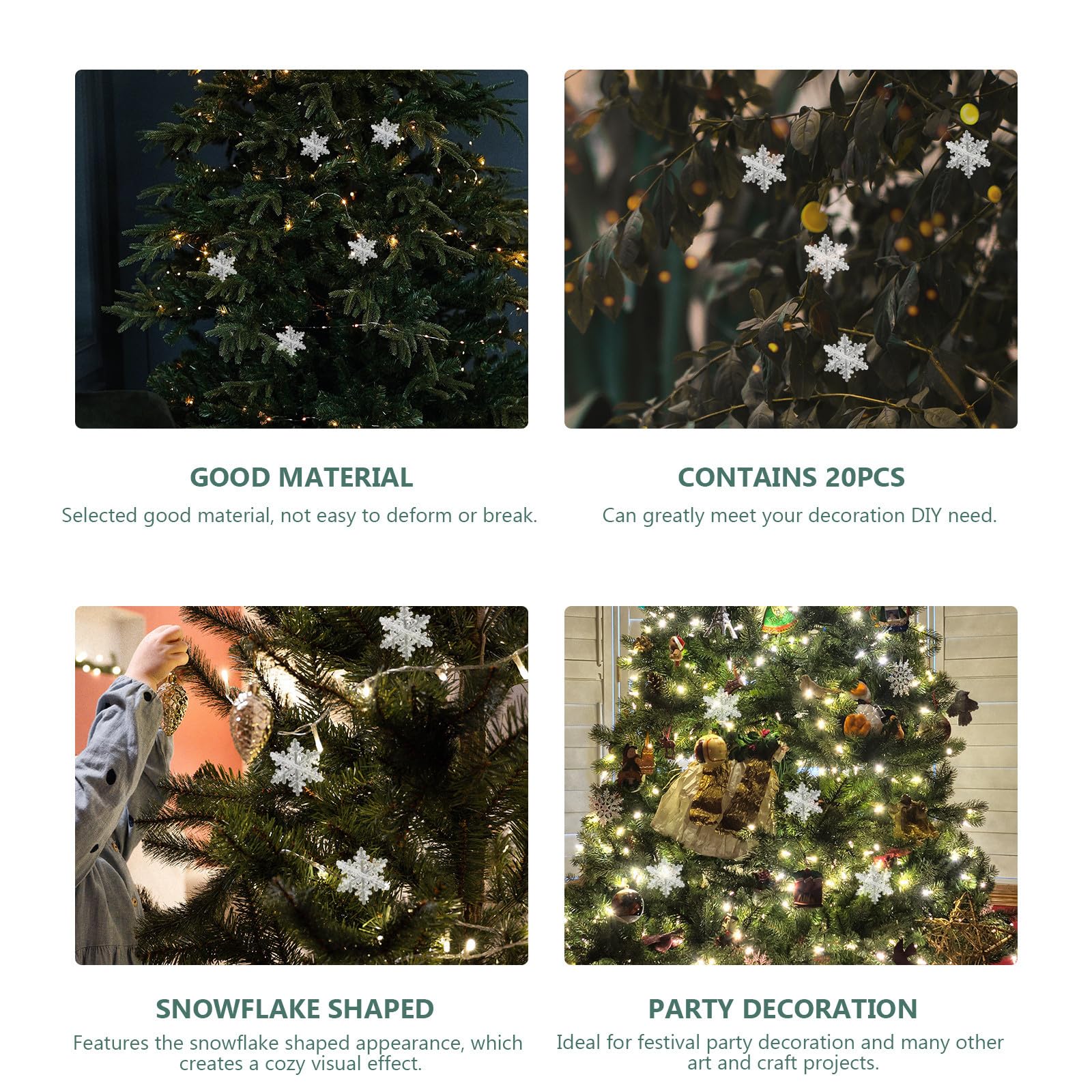 BESPORTBLE 120 Piezas Adorno Navideño de Copo Transparente DIY de Plástico