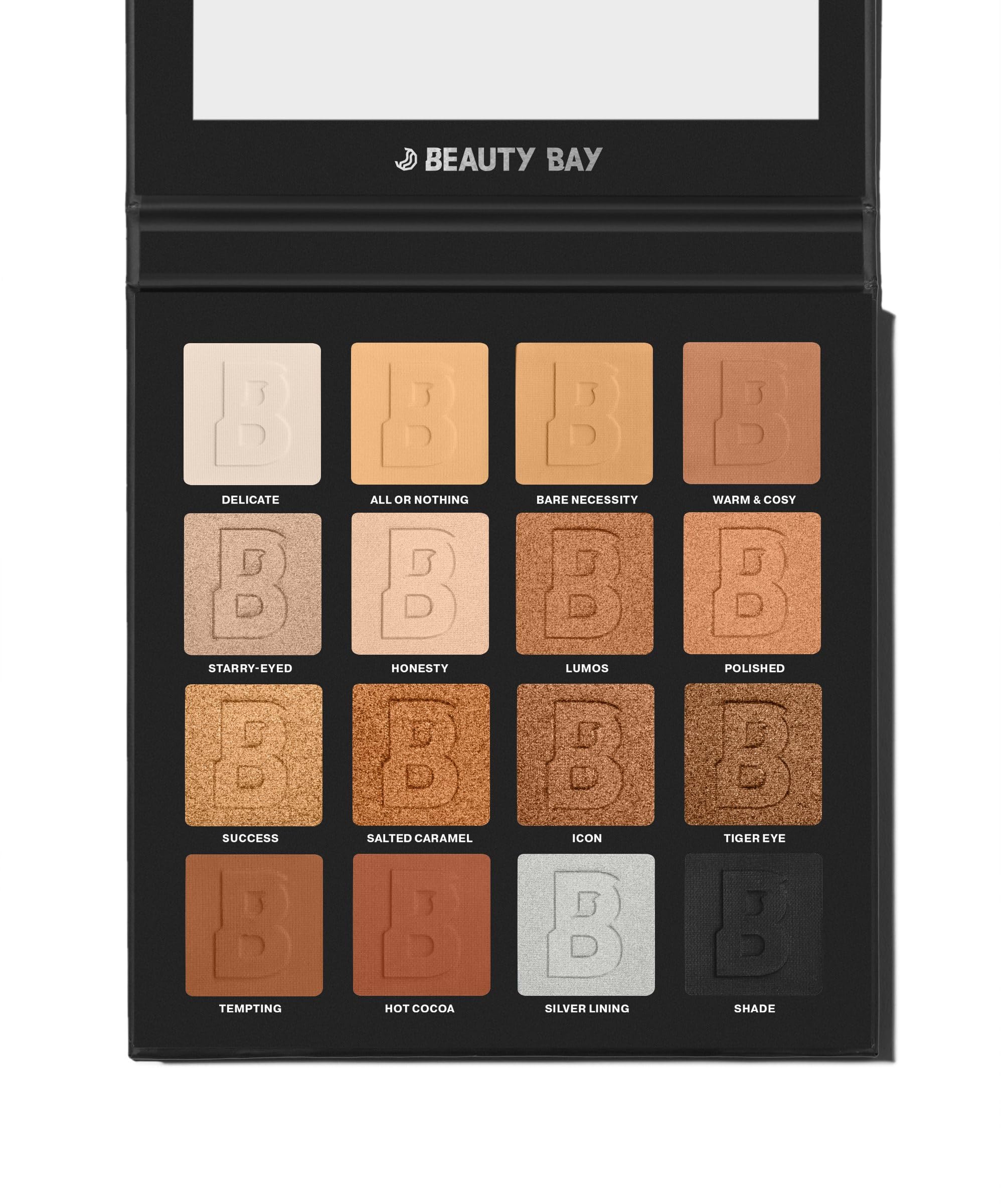 BEAUTY BAY Nude 16 Piece Colour Eyeshadow Palette Gift Set - Make Up Beauty Products - Vegan Gifts for Women - PETA Certified Cruelty Free - Matte - Peachy, Nude, Beige, Rosy, Pink & More