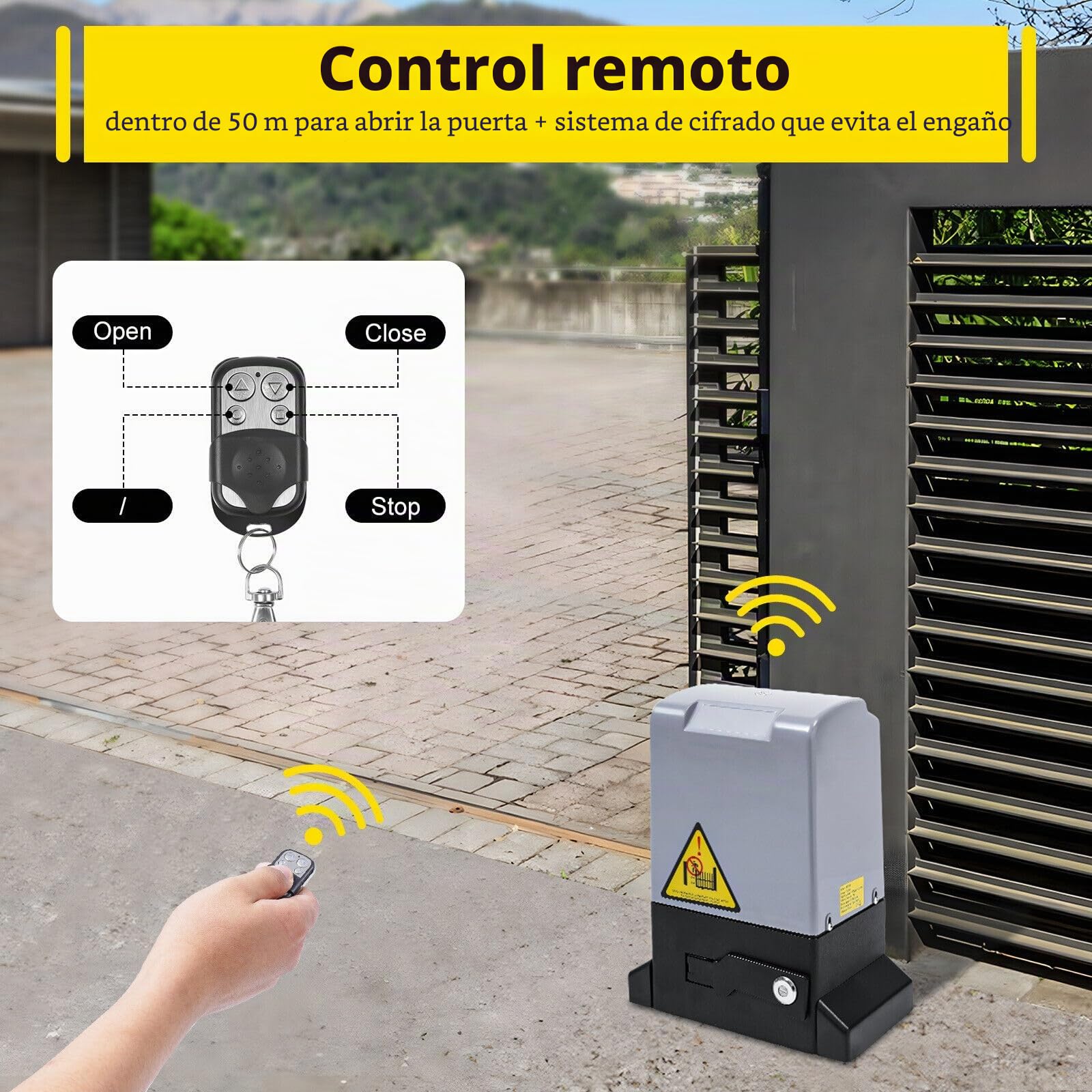 Accionamiento para puerta corredera de 1800KG, abridor de puerta, motor para puerta corredera, kit completo 750W, motor automático abridor de puerta con cremallera de 6m, 2 mandos a distancia
