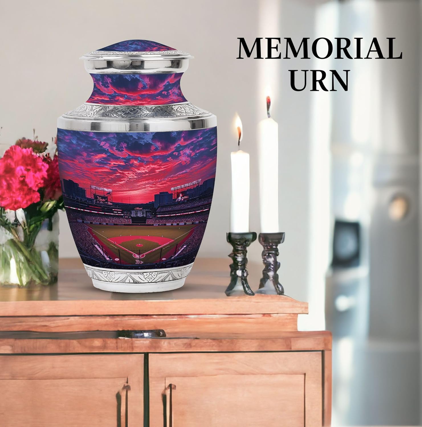 Baseball Urn for Ashes Adult Male - 10 Inch Funeral Urns for Human Ashes Adult Female - Large Baseball Urns for Mom & Dad - Decorative Memorial Cremation Urn for Women & Men - Image 5