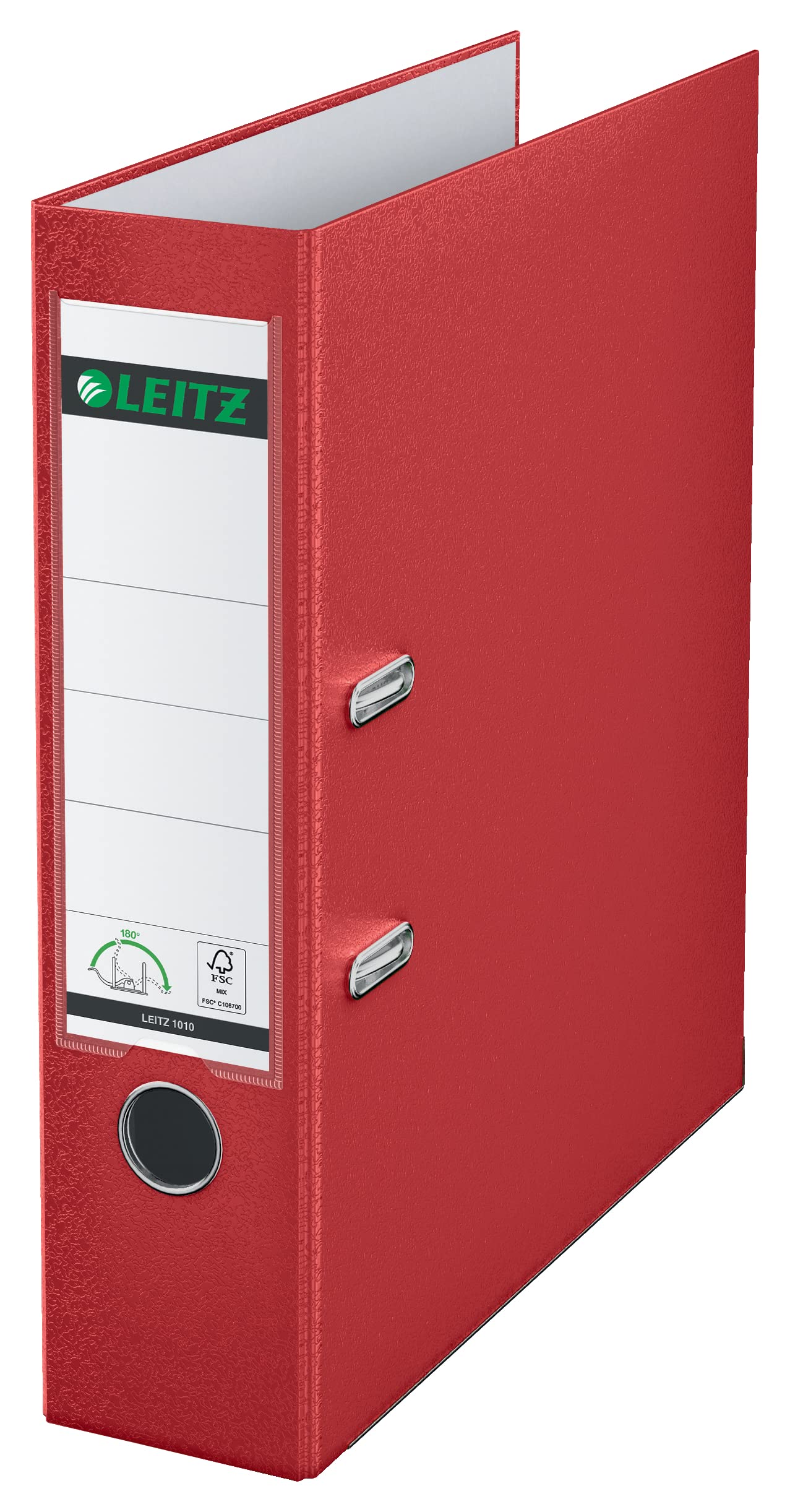 Leitz 80mm Spine A4 180 Degree Plastic Lever Arch File - Red