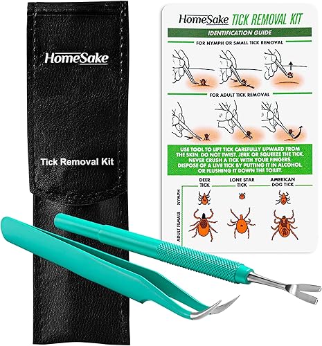 Miniatura 3 de Homesake Juego de herramientas y pinzas para eliminar garrapatas para perros, gatos y humanos - Kit de eliminación de garrapatas de acero inoxidable
