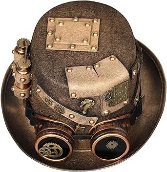 [Ｓｉｍｈｏａ] スチームパンクシルクハット男性女性手作り魔法の帽子山高帽ギアゴーグルファッションゴシック帽子用コスプレ