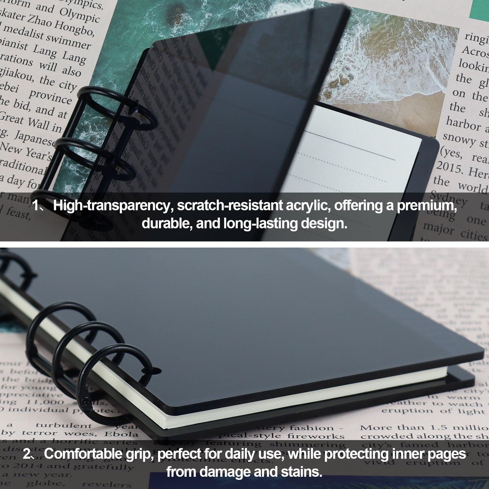Amazon | Koqye A6 アクリルノートブックバインダー 6リング