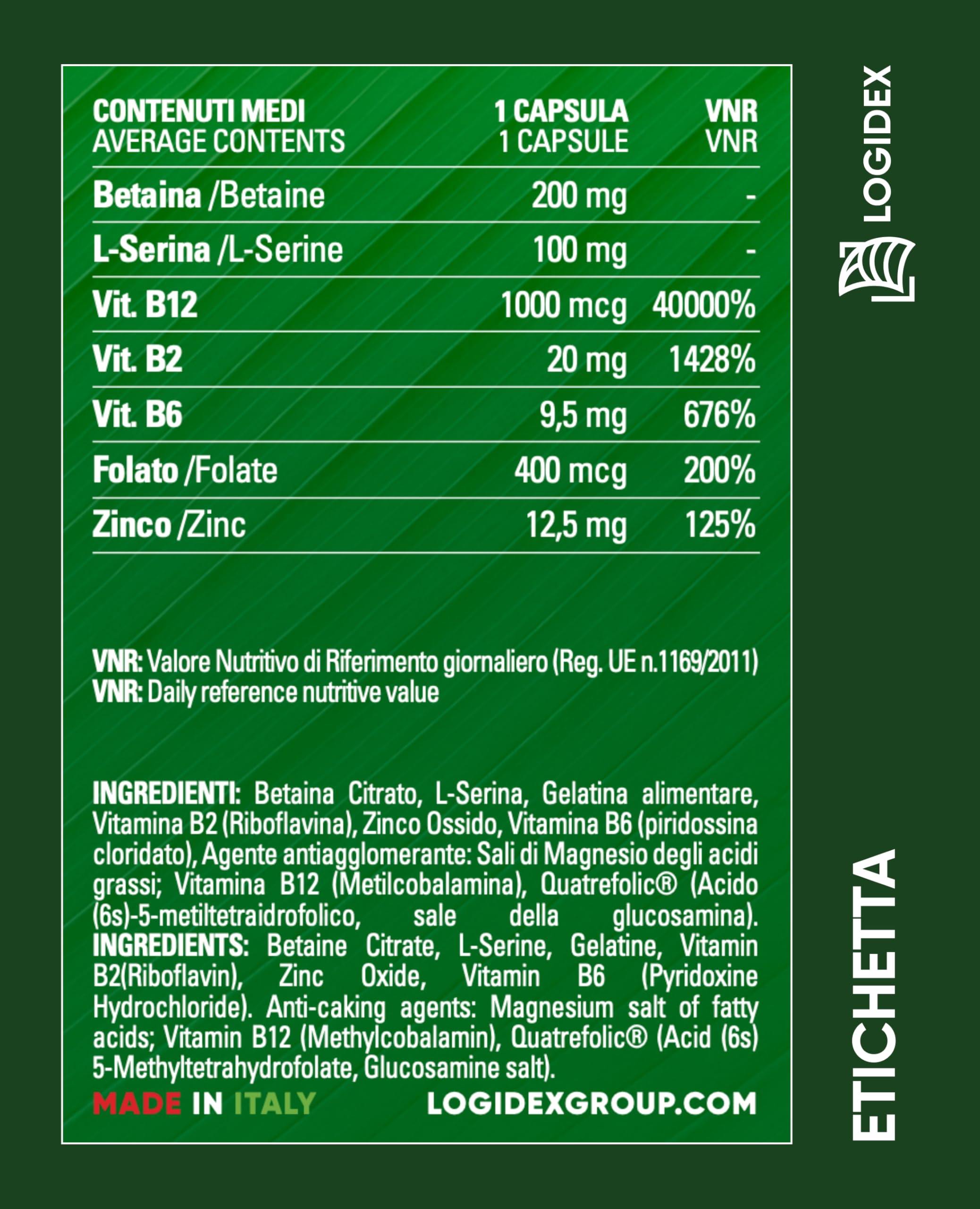 Betafolic Plus - Integratore Energia Fisica e Mentale Vitamina B12, B6 e B2 per Stanchezza e Sistema Nervoso con B-Complex e Acido Folico – 30 Compresse – Made in Italy Logidex