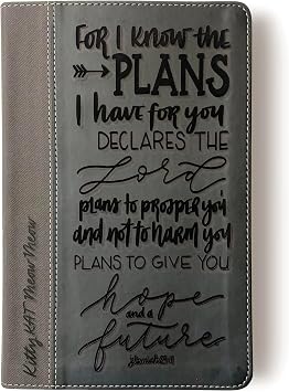 JOY CREATIVE NIV Leathersoft Bible | Personalized with Name | Custom Design Hand Lettered and Laser Engraved | Gift for Wedding, Baptism, Graduation or Birthday