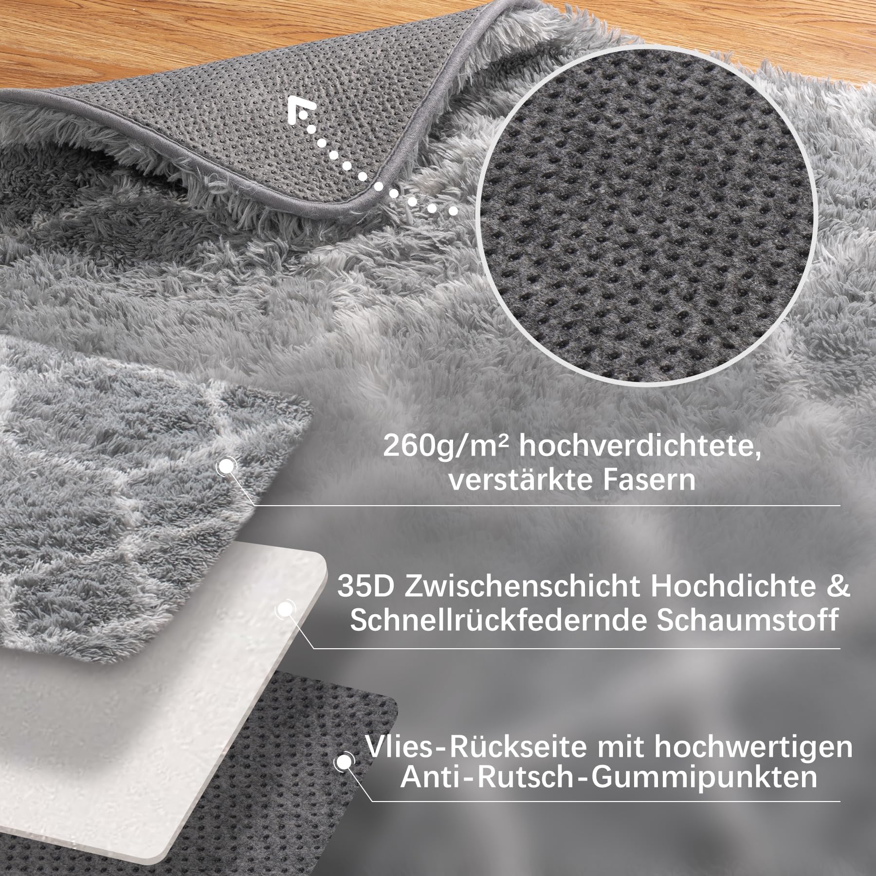 Tapis Salon 180x270cm Géométrie, Tapis Chambre Cool Gris et Blanc, Lavable En Machine Grand Tapis a Motif, Doux Shaggy AntidéRapant Moquette, pour Descente de Lit et Salle de Repos, Chambre Enfant