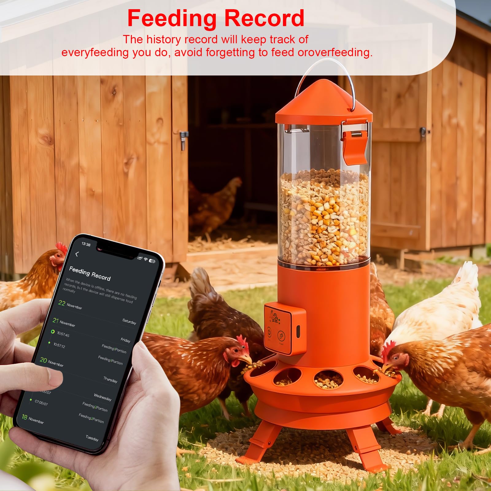 Alimentador automático de pollo, accesorios inteligentes para gallineros, alimentación inteligente de pollos con control remoto sin residuos, horario de alimentación preestablecido, 9 puertos de