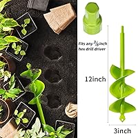 Vista 2 de TCBWFY Broca de Jardinería para Plantación 3x12 Pulgadas, Espirales Extensas de Alta Resistencia, Rápida Transferencia de Suelo al Borde, Eje Sólido