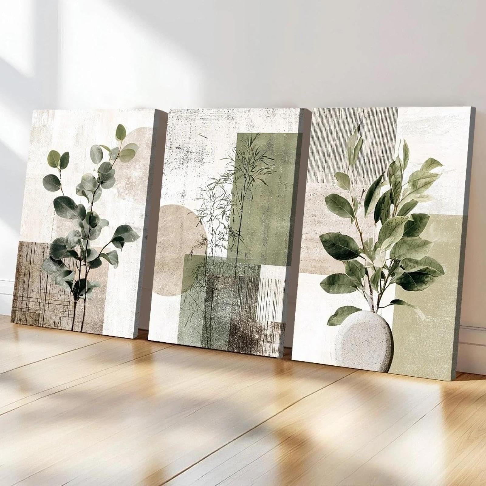 Baibexing Abstract Plant Geometry Canvas Painting Poster And Prints Wall Art Picture For Living Room Home Decor 40X60Cmx3Pcs Unframed