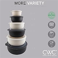 Vista 5 de COOK WITH COLOR Prep Bowls with Lids- Wide and Deep Nesting Plastic Small Mixing Bowl Set with Lids, 12 Piece Set - Wide Bowls, Speckled Black