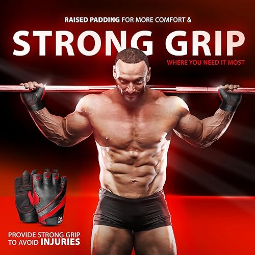 Miniatura 4 de DXM SPORTS Guantes de entrenamiento para hombres, guantes de levantamiento de pesas de gimnasio con soporte para muñeca, transpirables, guantes