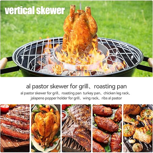 Miniatura 2 de DAKOS al pastor - Brocheta para parrilla de acero inoxidable mejorado y grueso, soporte para parrilla vertical, ideal para tacos al pastor, tacos,