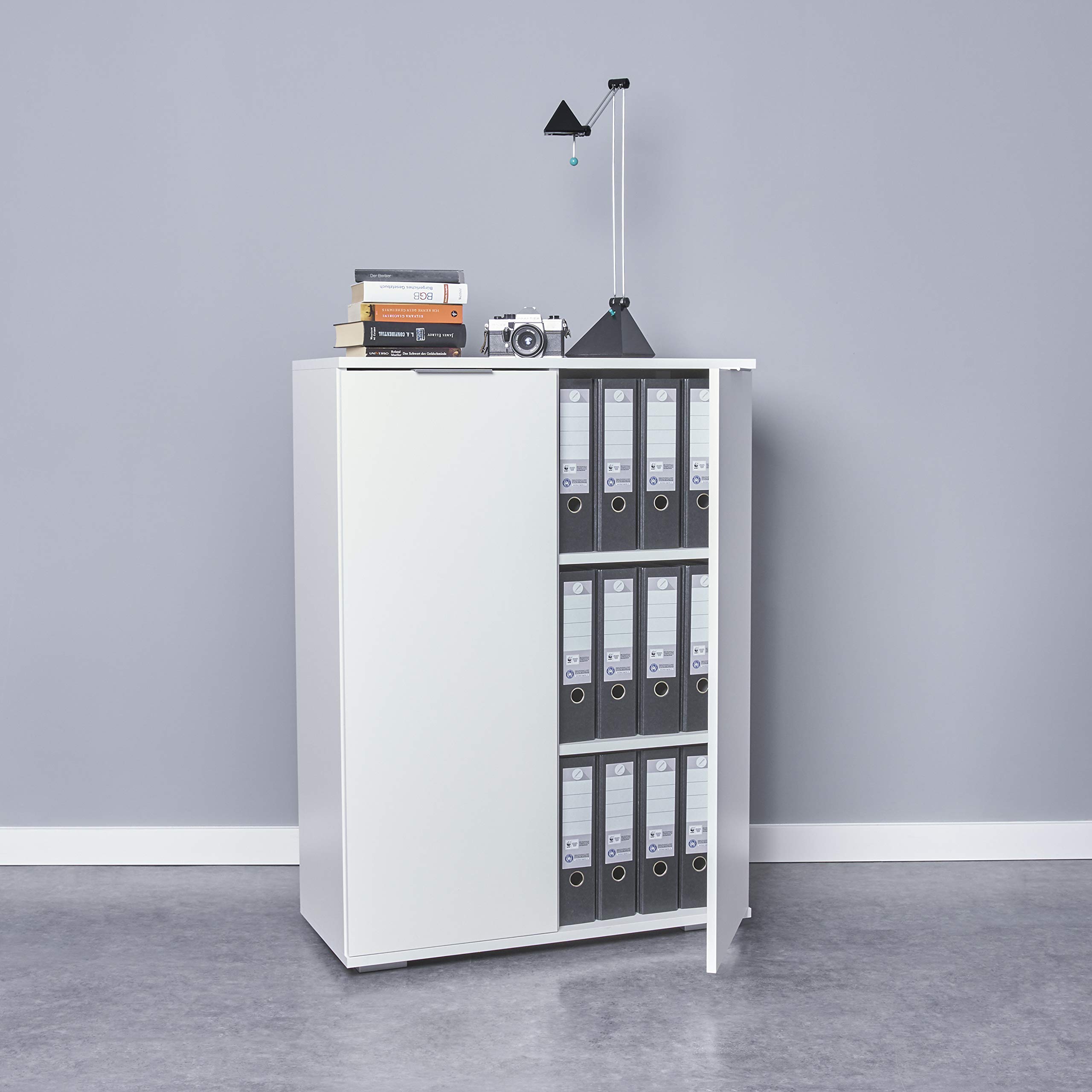 Kommode Weiß Ordnerschrank Aktenschrank 80,2 x 109,5 x 35 Schrank für Ordner Mehrzweckschrank Bücherschrank Büromöbel Kombinierbar Allzweckschrank Vorratsschrank Büro Möbel