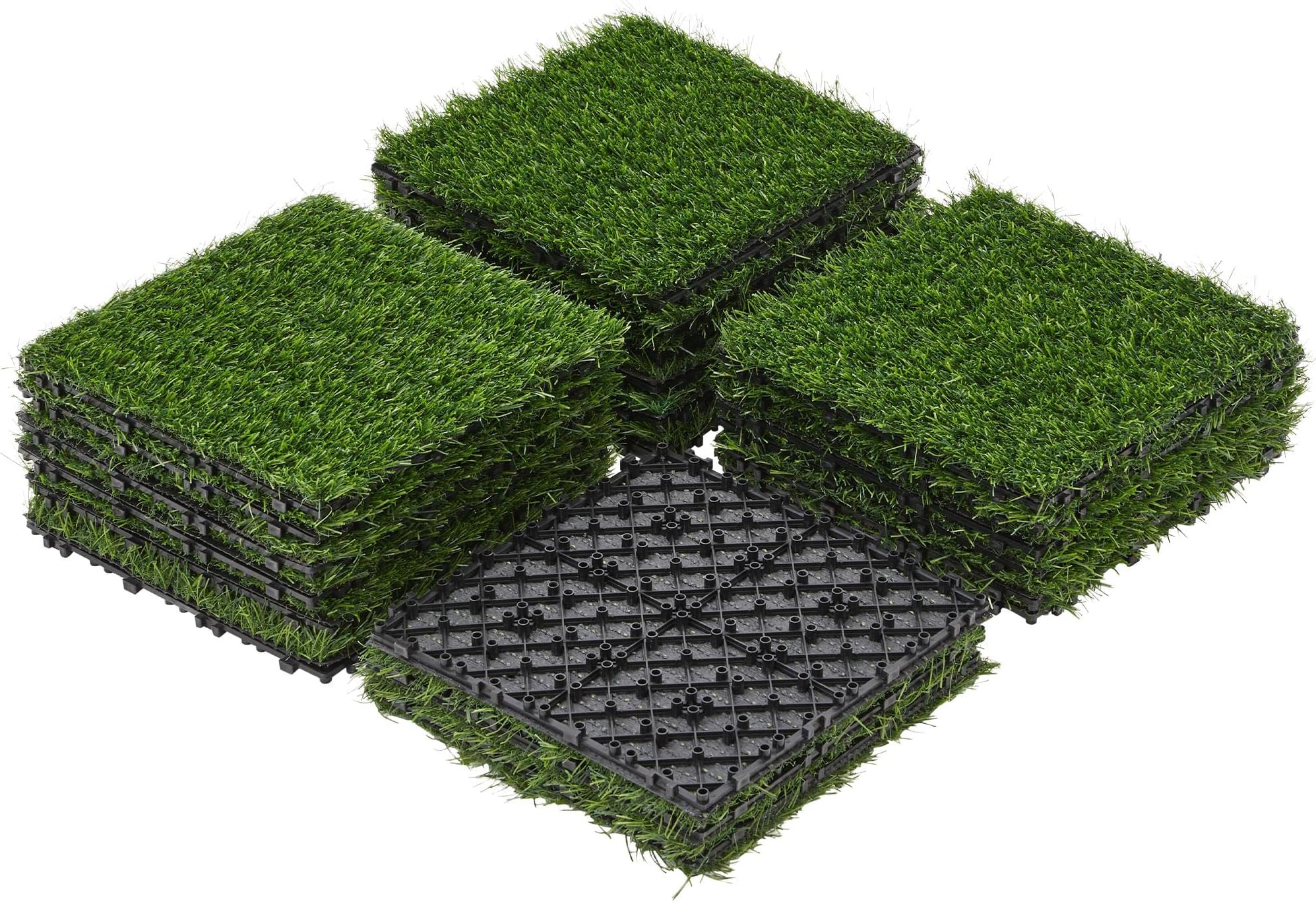 Yaheetech 12" x 12" Artificial Grass, Turf Tiles Interlocking Self-draining Fake Grass, Pad for Dogs Potty, Patio, Balcony, Outdoor, Floor Decor, Pet, 27 Pack