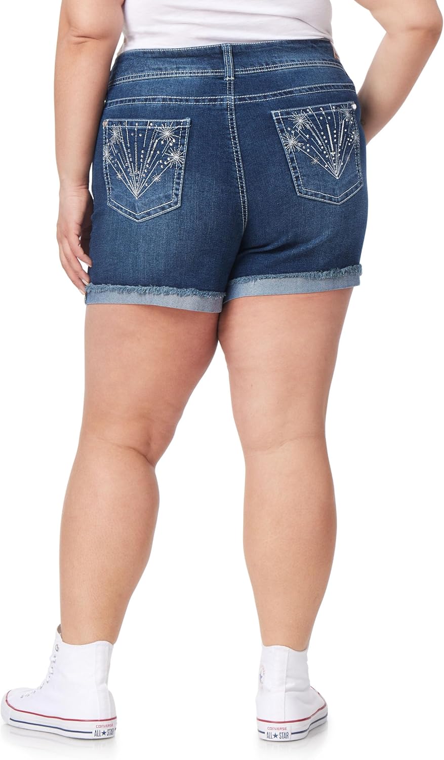 WallFlower Shorts for Women Luscious Curvy Bling Denim 4.5-Inch Mid-Rise Short- Clarke Bling, 16 Plus - Image 5