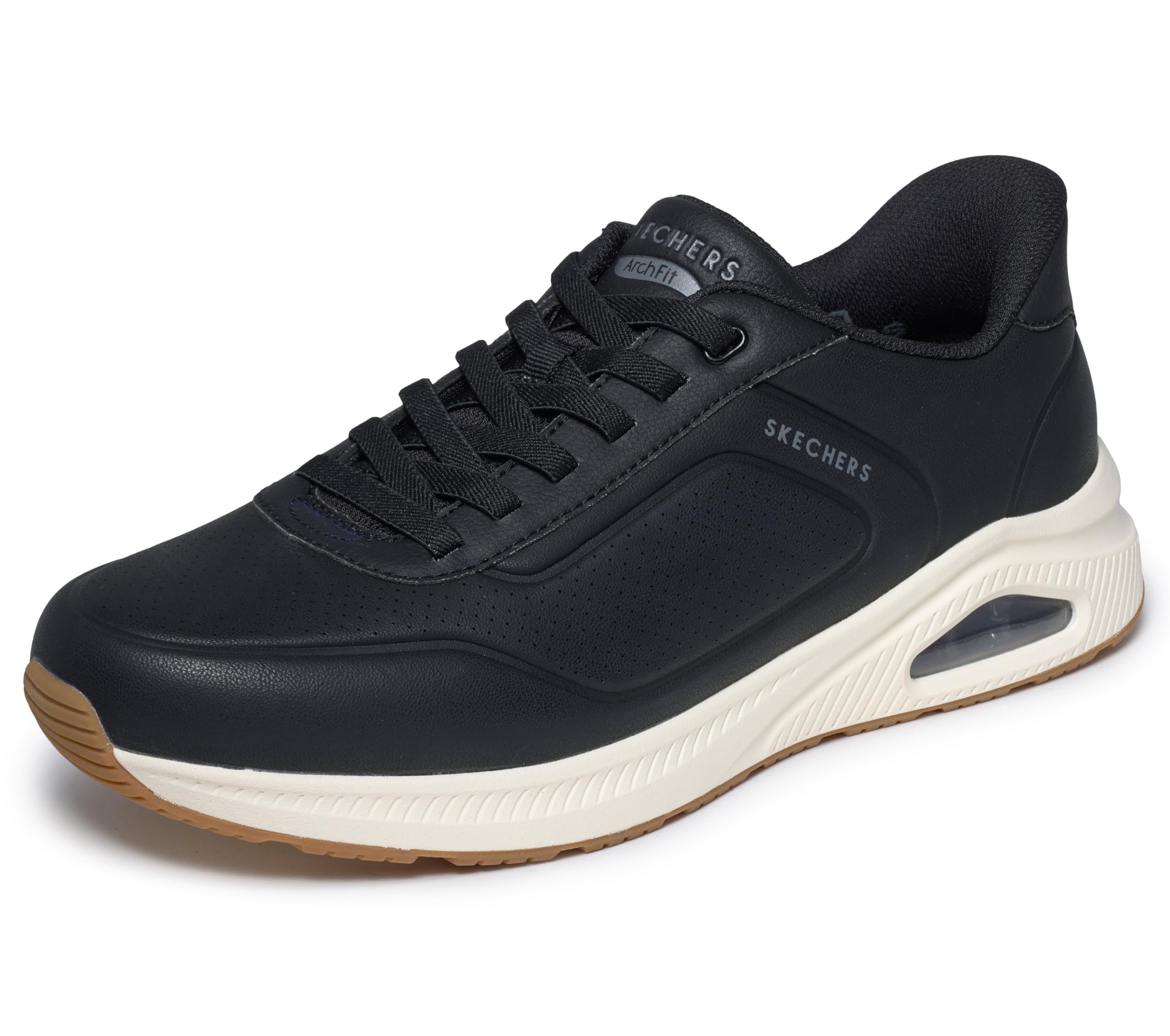 Skechers Men's Arch Fit Uno Relaxing On Ai Trainer, Black/White, 7 UK