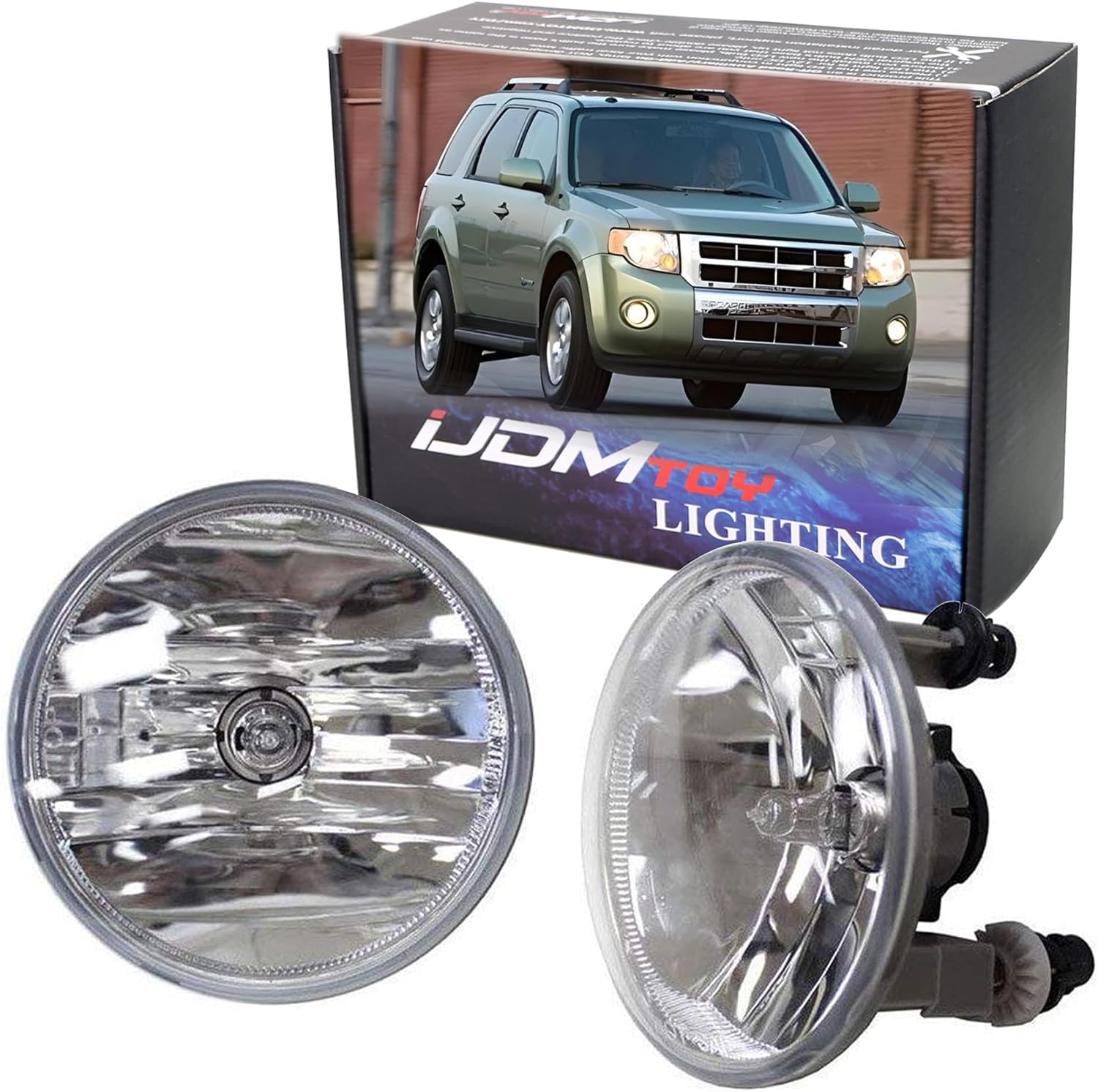 iJDMTOY One Pair Driver Passenger Sides Fog Light Lamps w/5202 Halogen Bulbs Compatible With Chevrolet GMC Ford (OEM# 15839896)