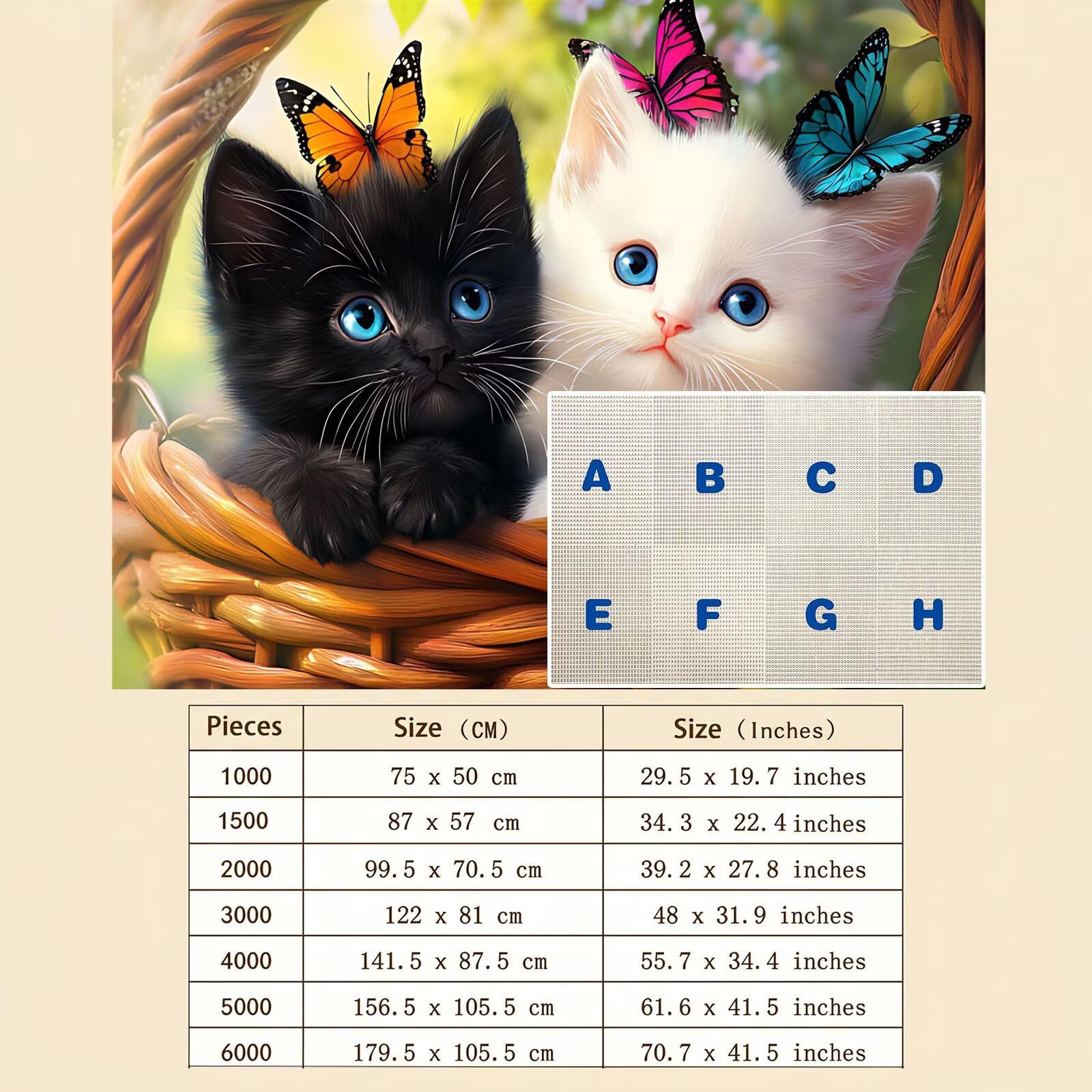 Puzzle 2000 Pezzi Classici, Puzzle gatto In bianco e nero 99 x 70 cm, Gioco Educativo e Antistress in Legno con Poster Incluso, Ttività DIY per Famiglia, Regalo per Appassionati, Decor Parete, f0-682