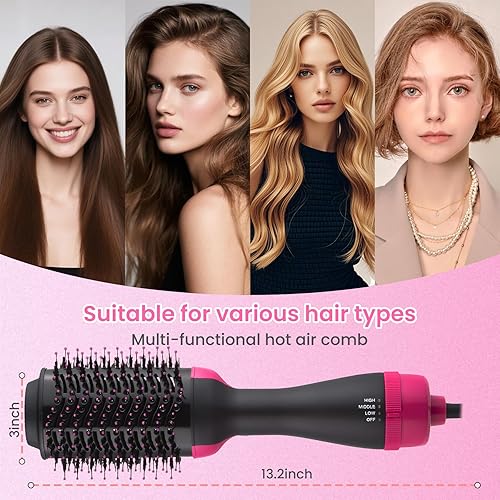 Miniatura 6 de Cepillo secador de pelo 4 en 1  Cepillo secador de aire caliente para golpes sin encrespamiento, volumen y alisador de salón con enchufe de