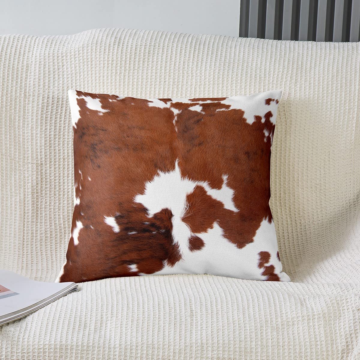 Loussiesd Cow Print Throw Pillow Covers Set of 2, Soft Shaggy Fluffy Cowhide Decor Cases, Super Faux Fur Cushion Covers - Image 2