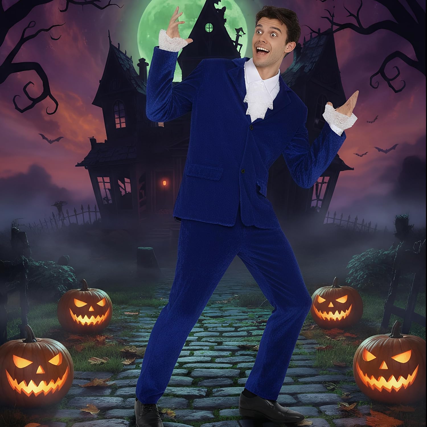 Blue 60s Costume Groovy Costumes Swinge rFor Men 1960s Movie Halloween Costumes - Image 4