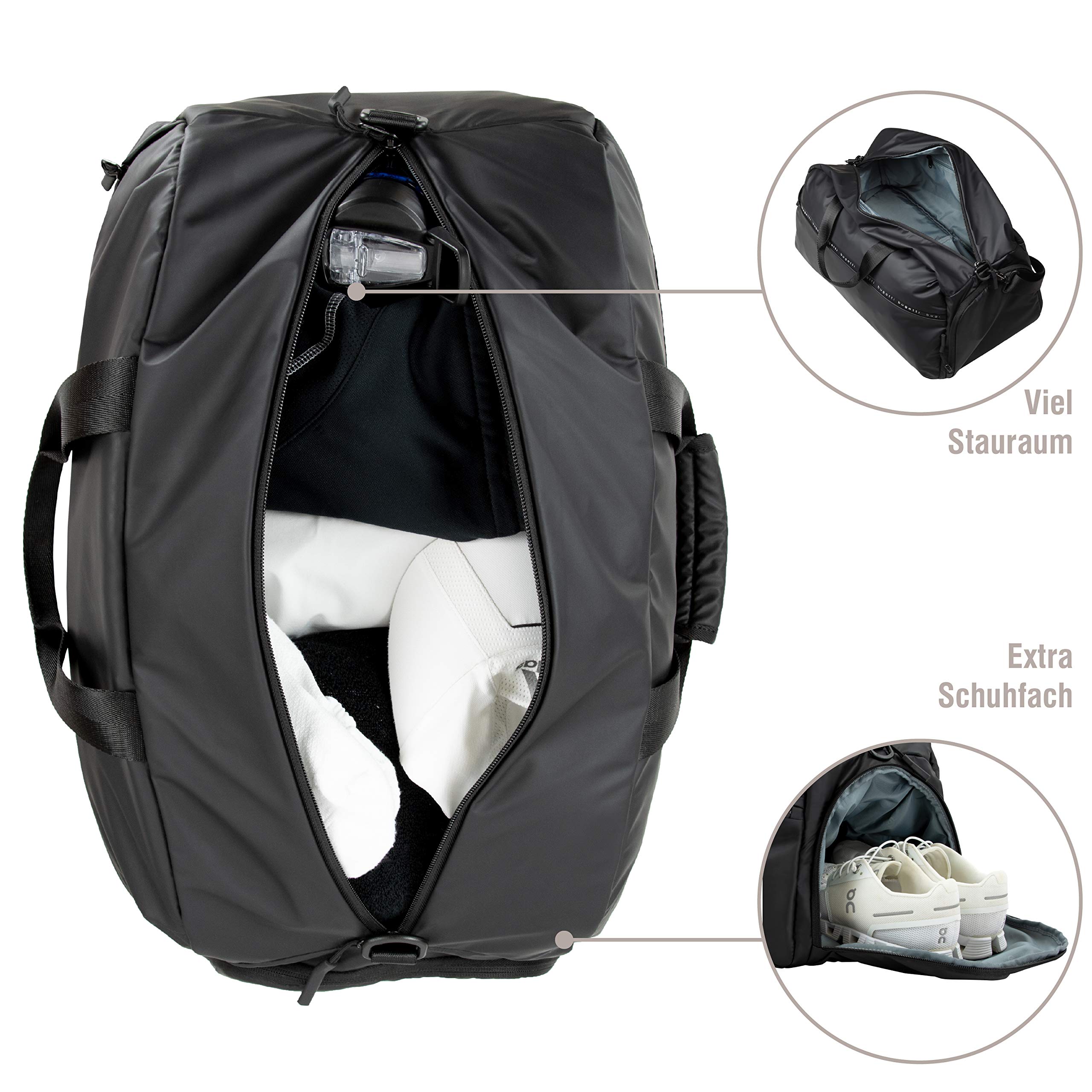 Bugatti Blanc Bolsa Deporte y Viaje Hombre Mujer - Negro