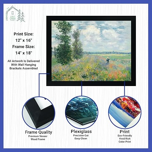 Miniatura 2 de Lost Cabin Poppy Field Argenteuil de Claude Monet  Impresión en marco plano negro  Reproducción de pinturas de obras de arte finas  Póster