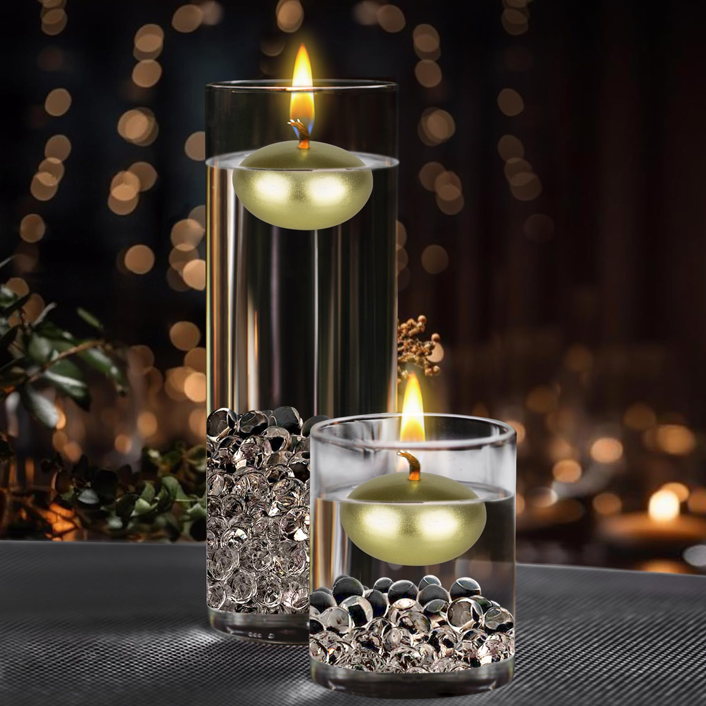Amazon.co.jp: Mega Candle 無香ゴールドフローティングキャンドル 24