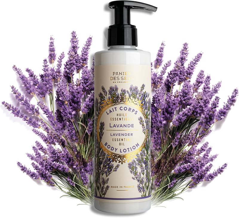Panier des Sens Lavender Body & Hand Lotion Pump, 8.45 fl oz | Perfumed Lotion For Women | Body & Hand Care | Vegan Formula | 97% Natural Ingredients | Fast-Absorbing, Non-Greasy