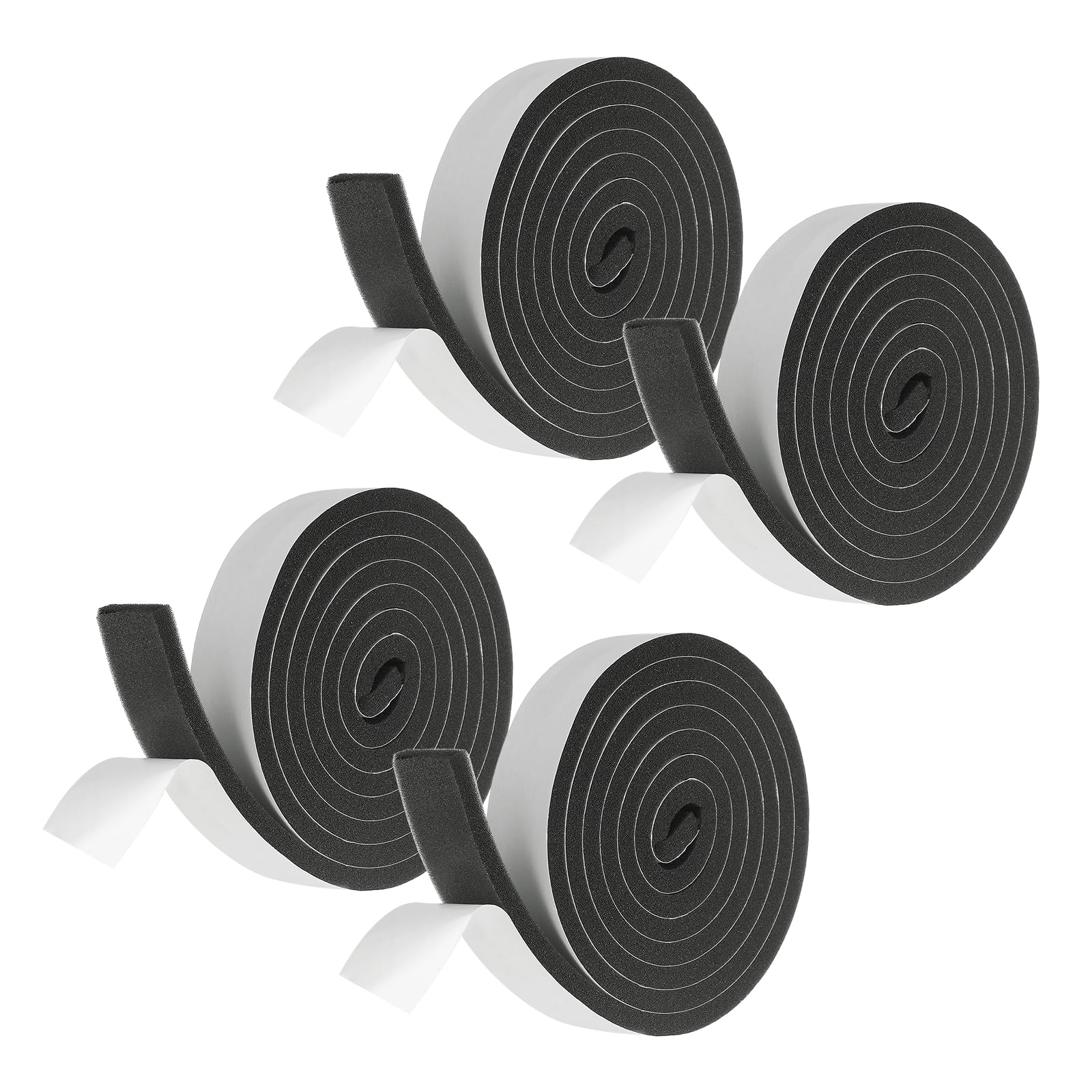 sourcing map Weather Stripping Door Seal, 4 Rolls 30mm x 8mm Adhesive Foam Tape Seal Soundproof Insulation Strips for Door Frame Window Gaps (26 Feet Total, 6.5 Feet/Roll)