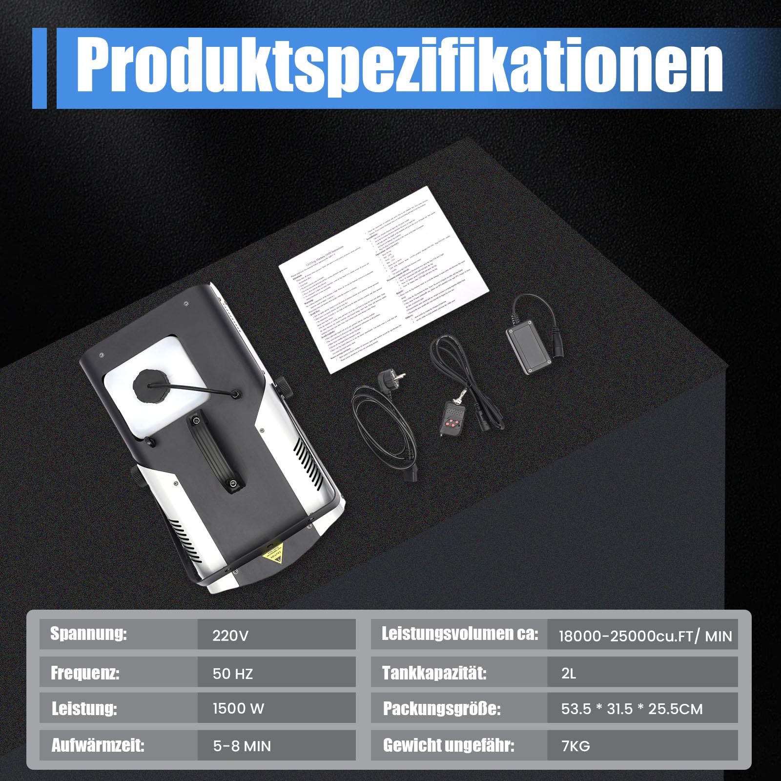 3in1 RGB LED Nebelmaschine, 1500W Kabellose Fernbedienung DMX Fog Machine Nebler Bühnenauftritte Nebelmaschine für Zuhause, Party, Hochzeit, DJ Show, Bühne Lichter