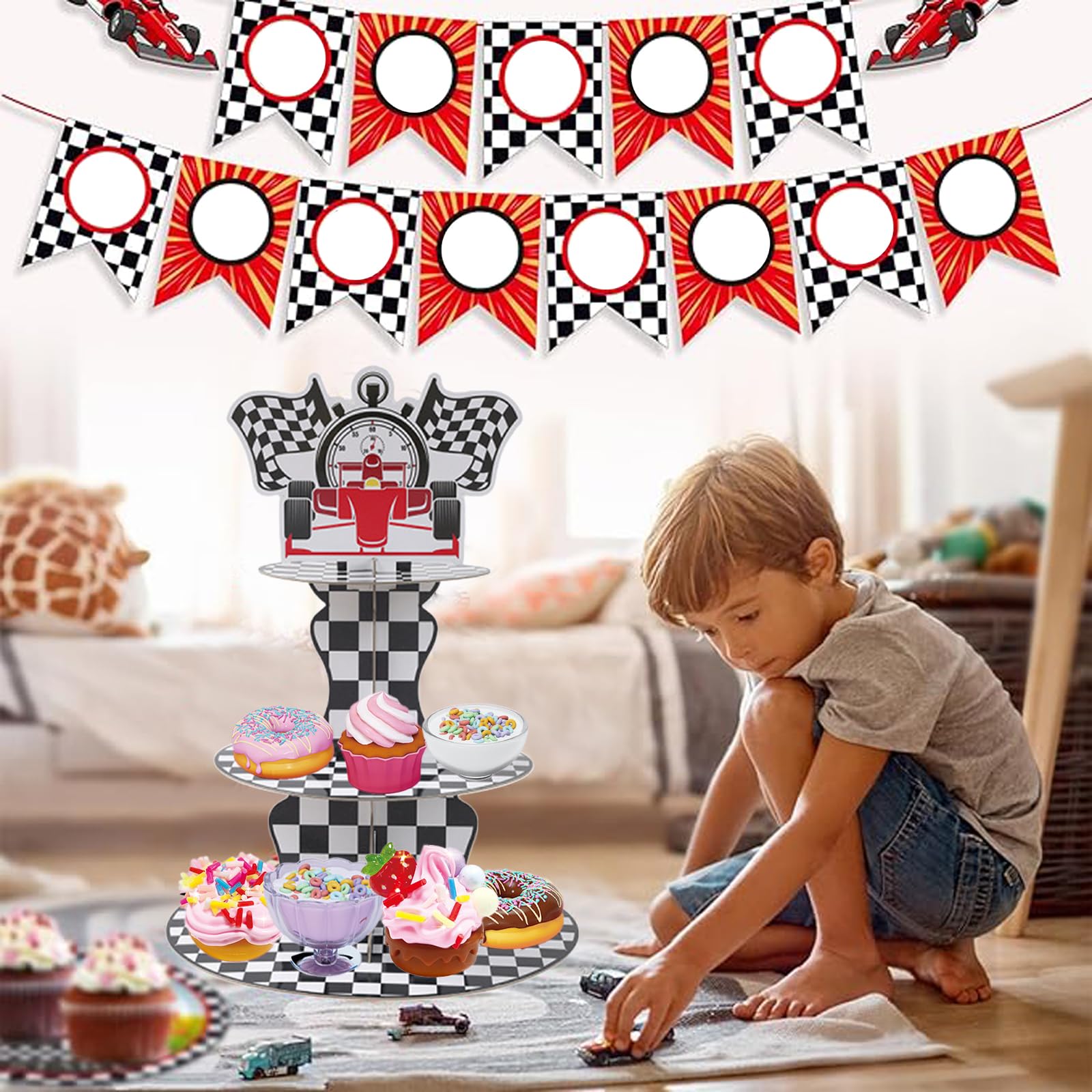 Alzata Per Cupcake 3 Piani A Tema Dinosauro – Porta Dessert Per Feste - 3