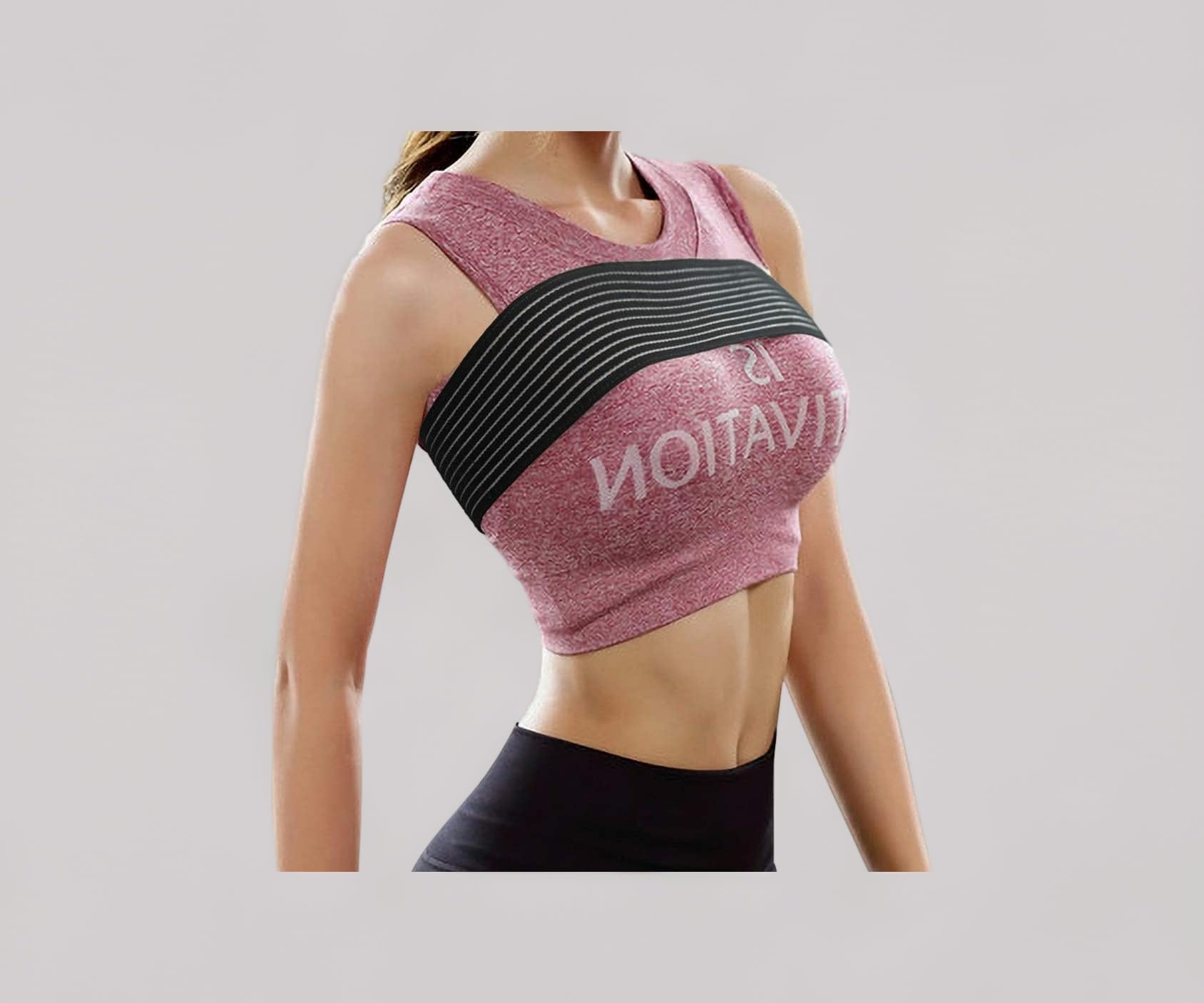 No-Bounce high Impact Sports Bra Strap Women Adjustable Breast Support Band, Extra stabilizer During Dance and Exercise,Free Size (M, Black)
