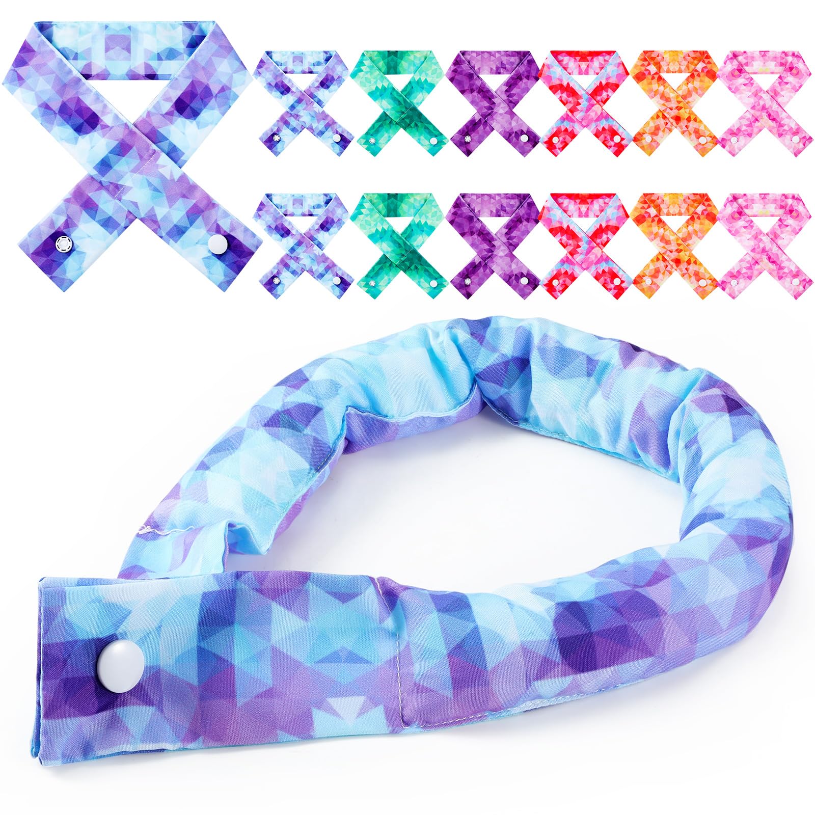 Hanaive 12 Pcs Pixel Cooling Neck Wraps with Button