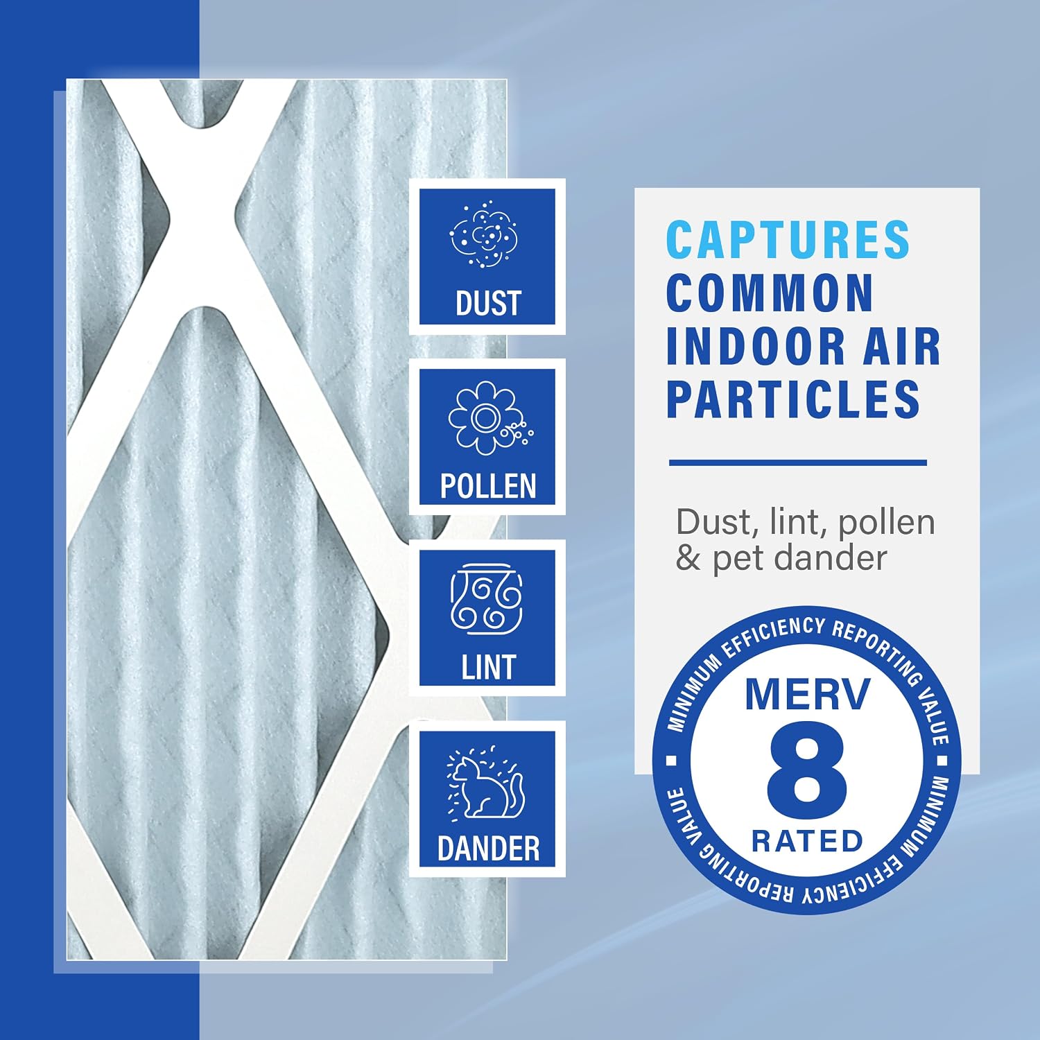 PUREFLOW Home Air Filter MERV 8, 8x30x1 Furnace Filter, 4 Layer High Efficiency Filtration for Dust, Smoke, Fumes, Pollutants (4-Pack)