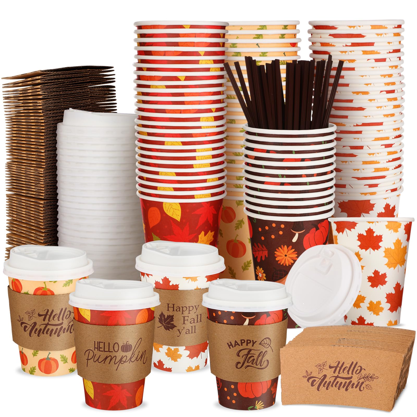 Gobelets café jetables anti-brûlure Jingmore tasses papier blanc avec manchon