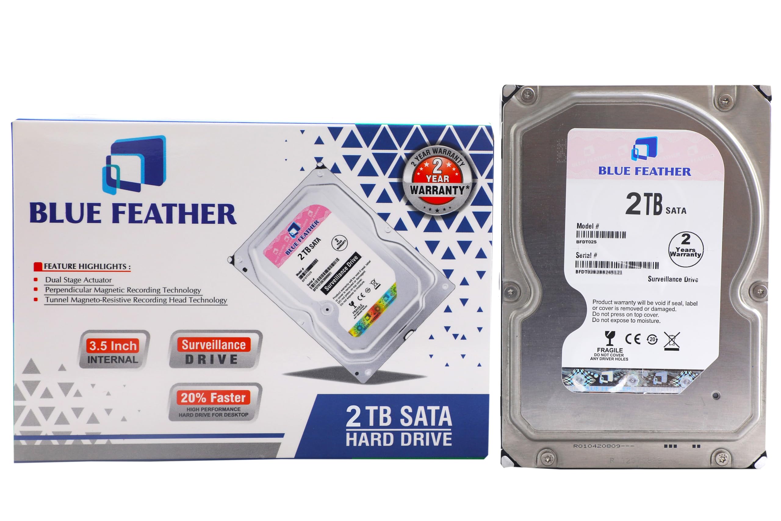 Blue Feather 2TB SATA 3.5 inch Internal Hard Disk Drive for Desktop/PC, CCTV/Surveillance System, (BFDT02S) High Speed Data Transfer with 2 Years Warranty (2TB) (B0BY2WWCRF) Amazon Price History, Amazon Price Tracker