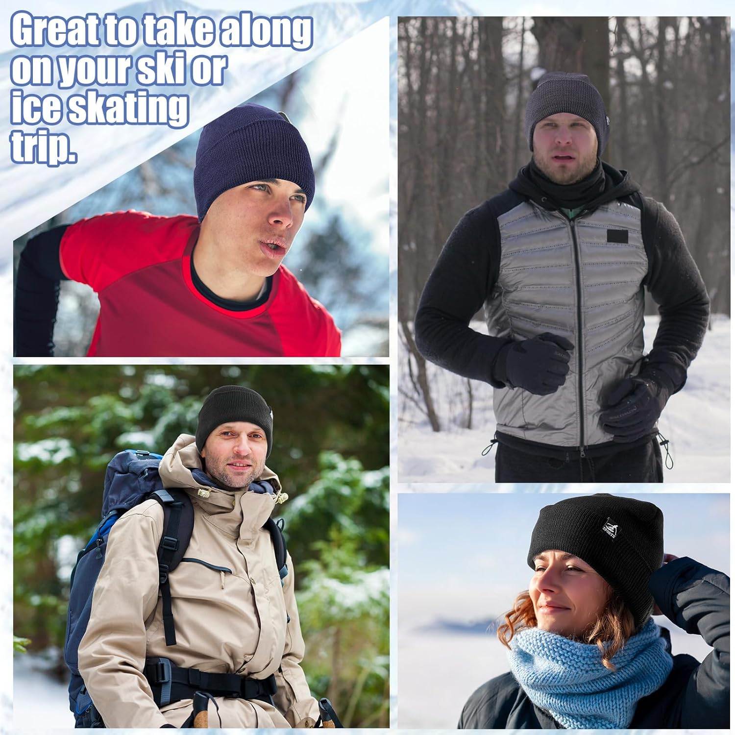 Handepo 80 Pcs Winter Beanie Hats Bulk Homeless Supplies Knitted Hat with Fleece Lining Warm for Men Women Cold Weather