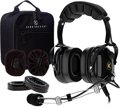 P1 General Aviation Headset with Pilot Headset Bag, 100% Cotton Ear Cloth Cover, and Silicone Gel Ear Seal Replacement for Aviation