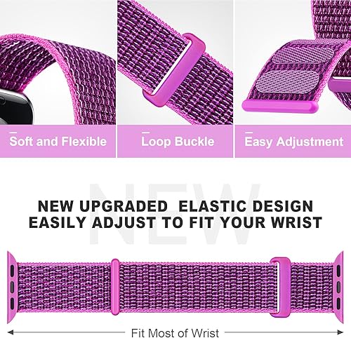 Miniatura 2 de Correa Deportiva de Nylon Compatible con Apple Watch de 38 mm, 40 mm, 41 mm, 42 mm, 44 mm, 45 mm, 46 mm, 49 mm, Correa Trenzada Ajustable y