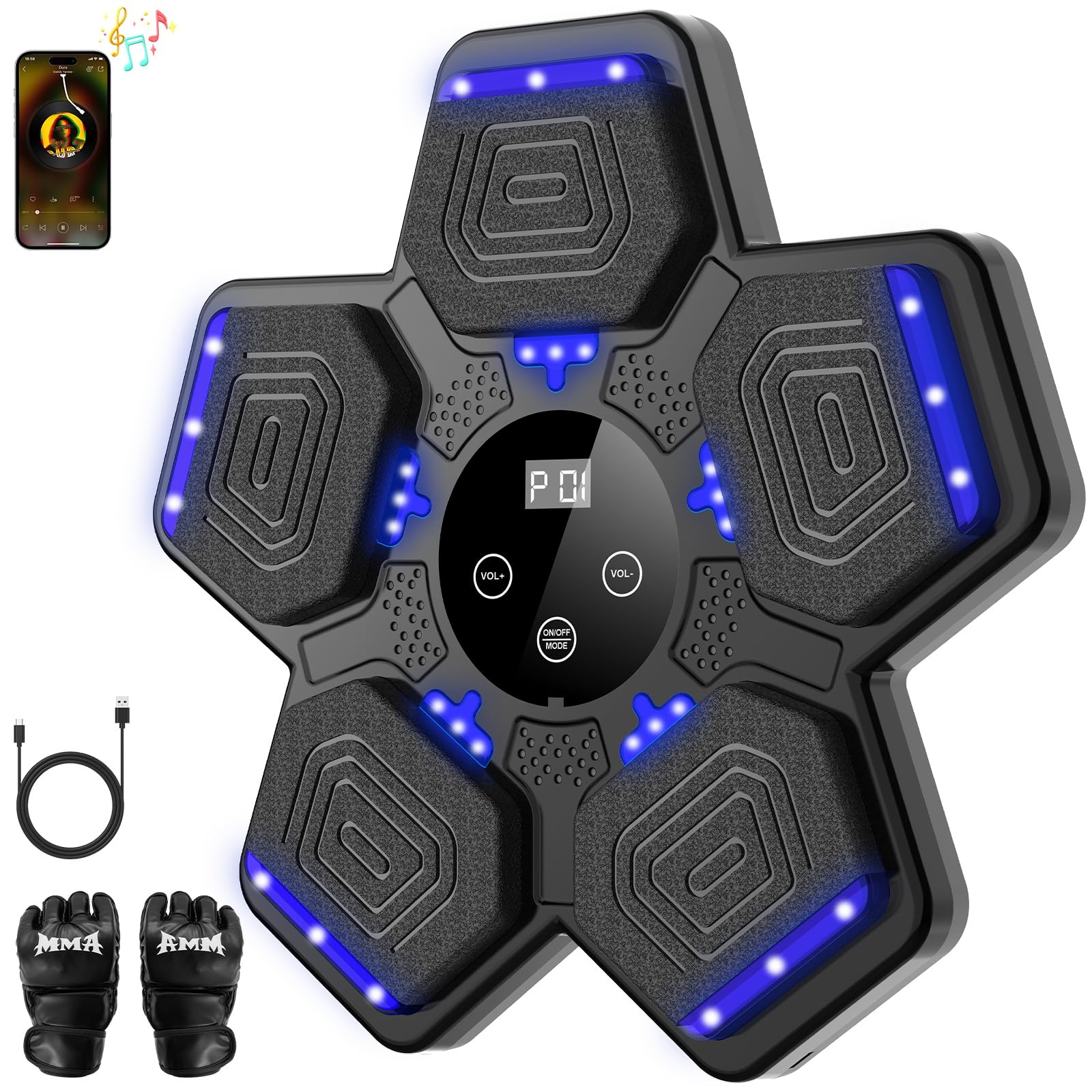 Music Boxing Machine for Adults & Kids - Smart Punching Machine with Boxing Gloves, Wall Boxing Punching Pad for Home, Office, Gym (Upgraded Version)