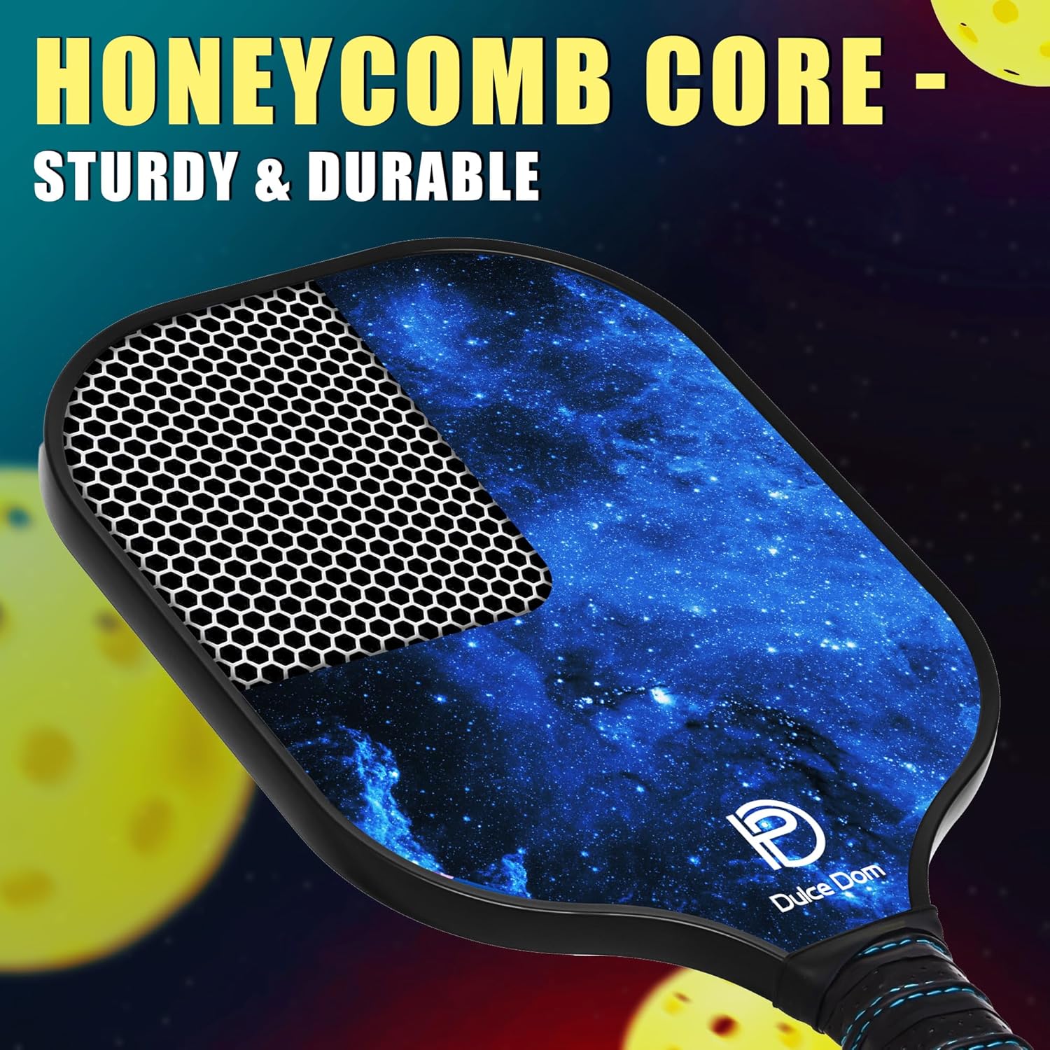 Dulce DOM Pickleball Paddles Set of 2/4 - USAPA Approved, 4 Indoor Outdoor Pickleball Balls, Fiberglass Surface Paddle Racket with Cover Bag, Ideal Training Equipment Gift for Men & Women