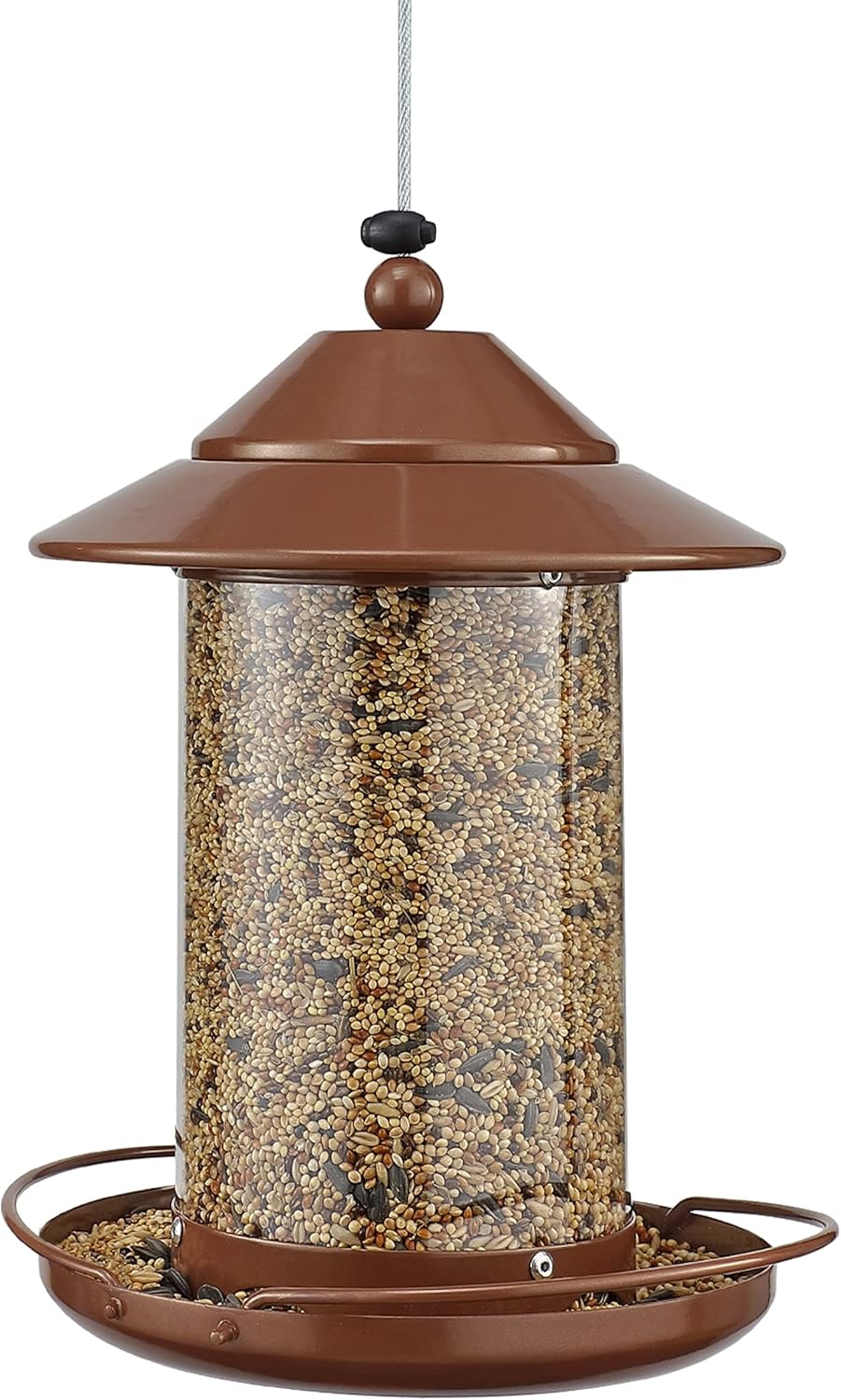BirdCraft Tube Bird Feeder for Outdoor Hanging – Large 2 lb Seed Capacity Wild Bird Feeder with Dual Wrap-Around Perches, Metal Lid & Seed Tray for Garden Yard – Copper