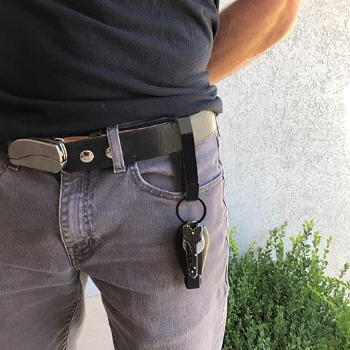 Miniatura 4 de Paquete de 4 llaveros para cinturón de servicio, clips de llaves de acero inoxidable para cinturón con 8 llaveros tácticos, ideal para policía,