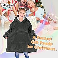 Vista 101 de Catalonia Blanket Hoodie for Kids, Oversized Wearable Sherpa Sweatshirt Pullover for Teens Youth, Gift Idea