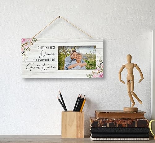 Miniatura 5 de SRADMO Only The Best Nanas Get Promoted to Great Nanas Marco de fotos de 12 x 6 pulgadas, marco de fotos de madera de mesa de 12 x 6 pulgadas,