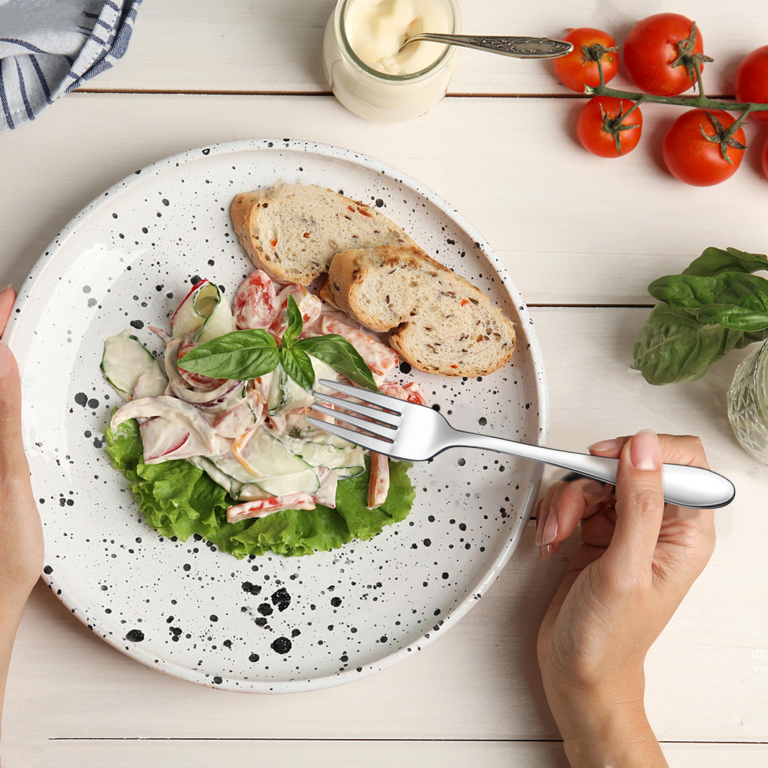 Herogo Fork Set of 6, Stainless Steel Dinner Fork Set, Table Fork with Polished Curved Handle, Ideal for Home Hotel - Image 3